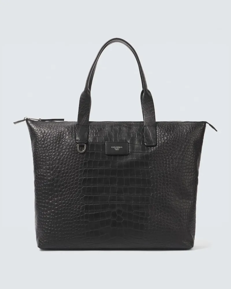 Dolce & Gabbana Shopper aus Leder Schwarz