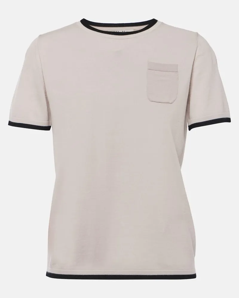 Max Mara T-Shirt Egidio aus Schurwolle Weiß
