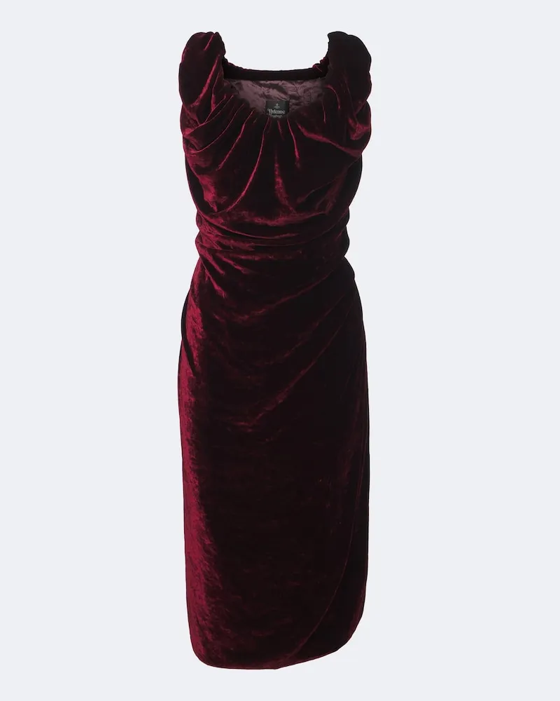 Vivienne Westwood Midikleid Ginnie Amber aus Samt Burgunderrot