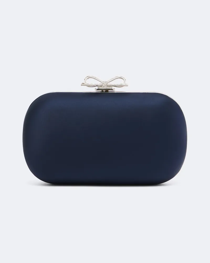 Self-Portrait Verzierte Clutch aus Satin Blau