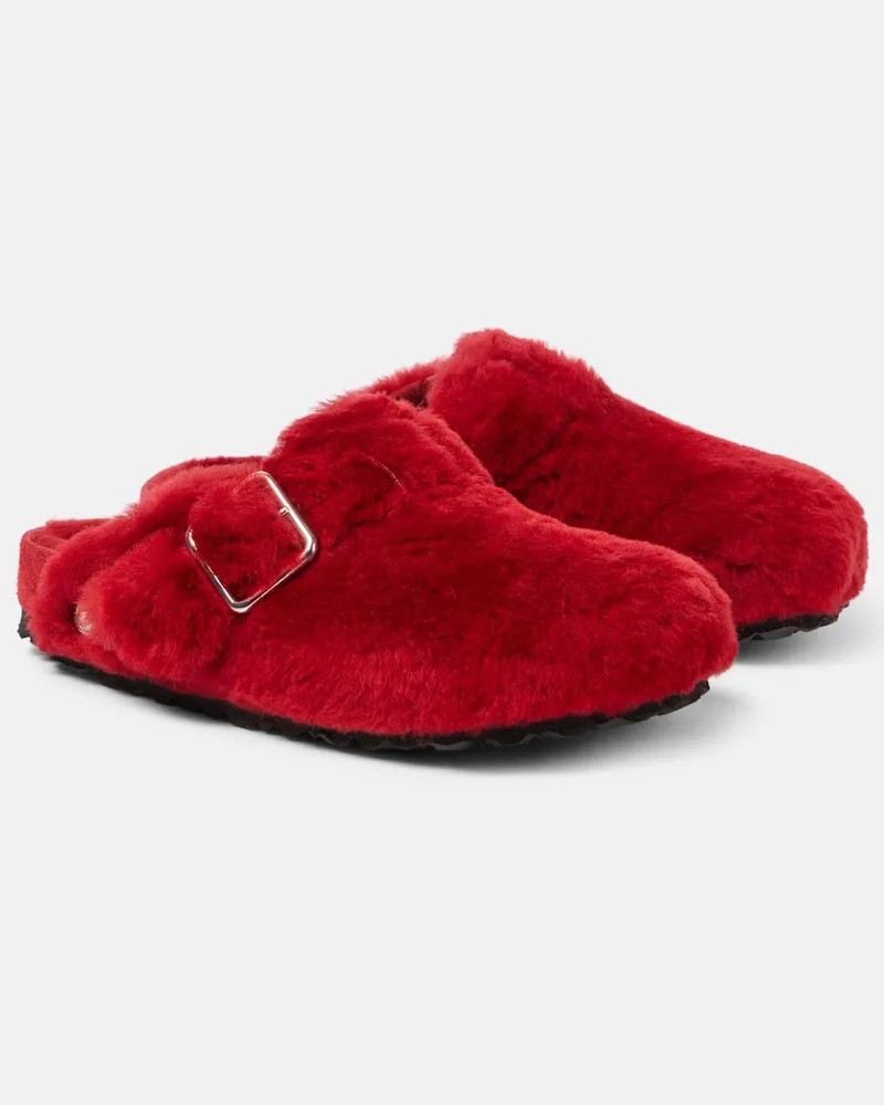 Birkenstock Slippers Boston aus Shearling Rot