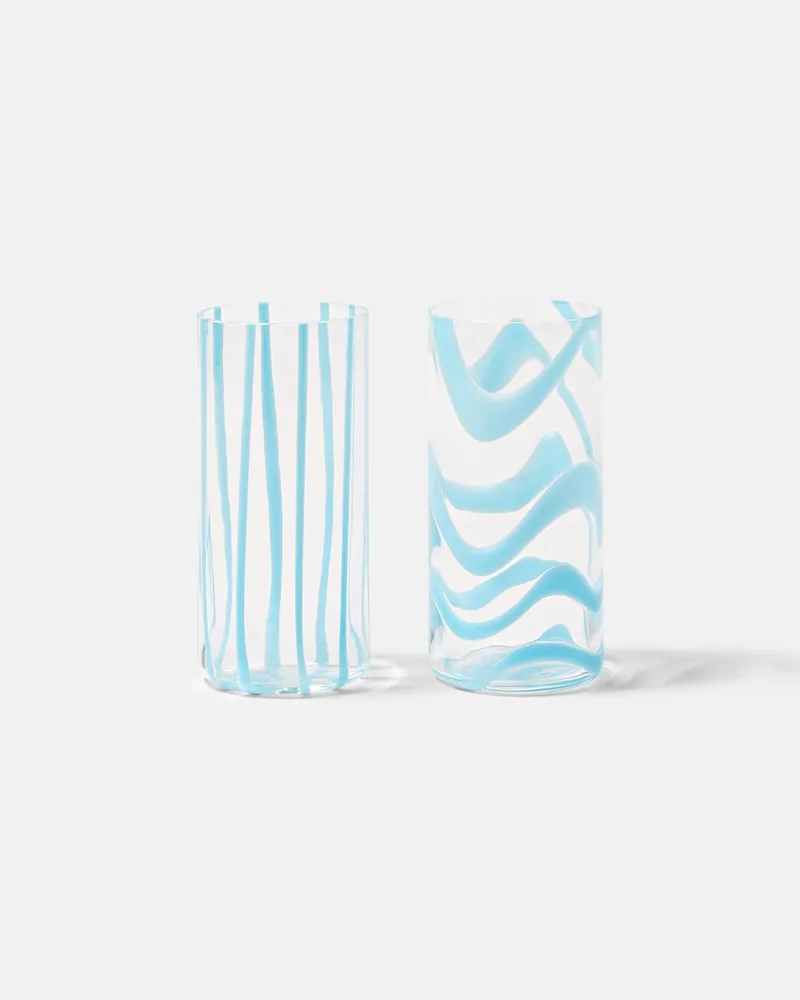 NasonMoretti Set Cyrcus aus zwei Longdrinkgläsern Blau