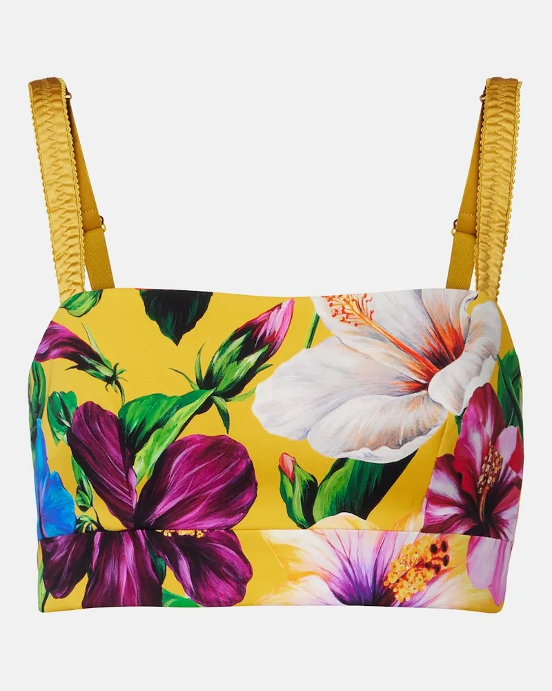 Dolce & Gabbana Cropped-Top aus einem Seidengemisch Multicolor