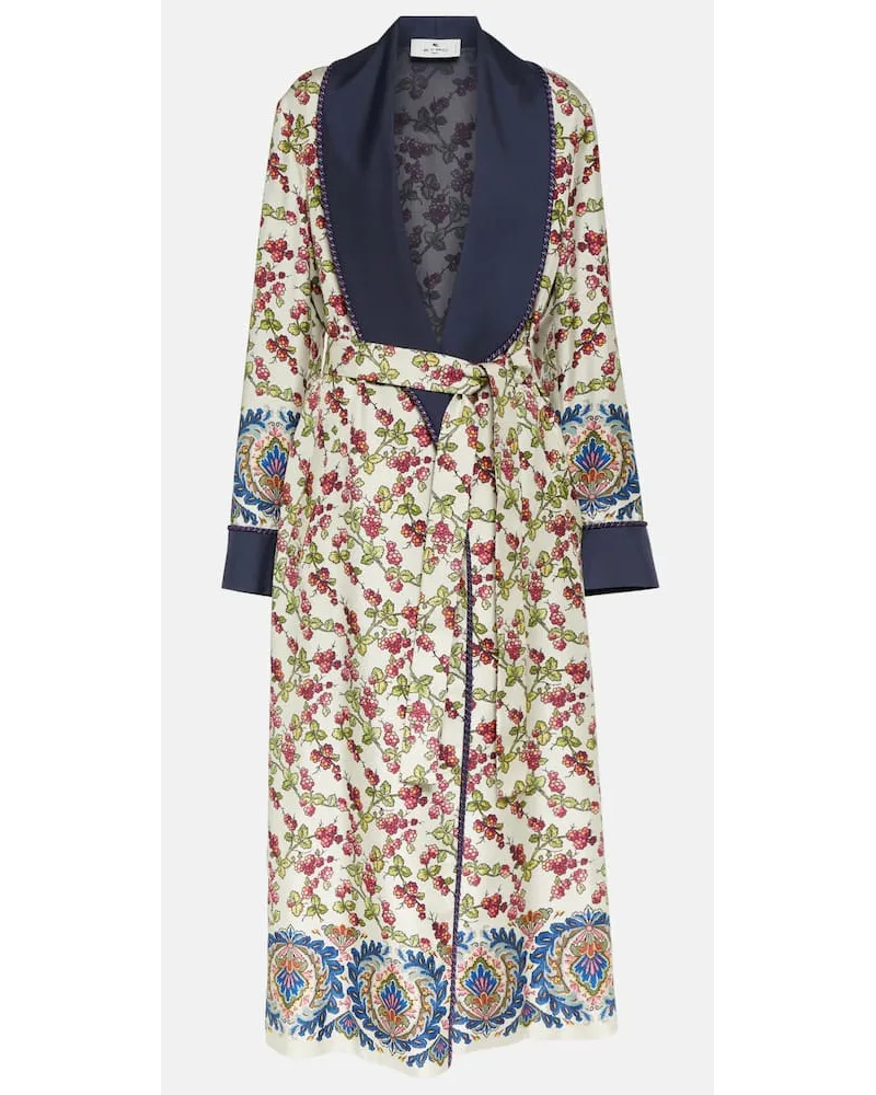 Etro Bedruckter Mantel aus Seide Multicolor