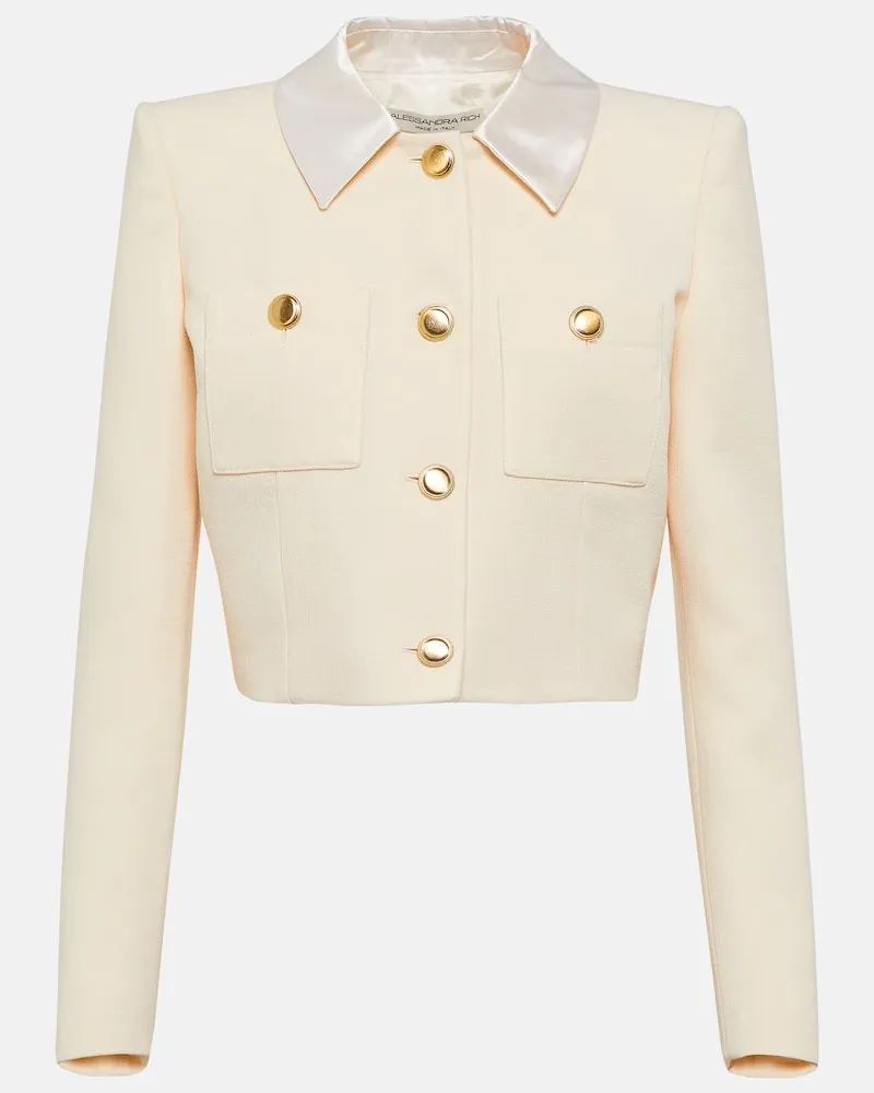 Alessandra Rich Cropped-Jacke aus Tweed Weiß