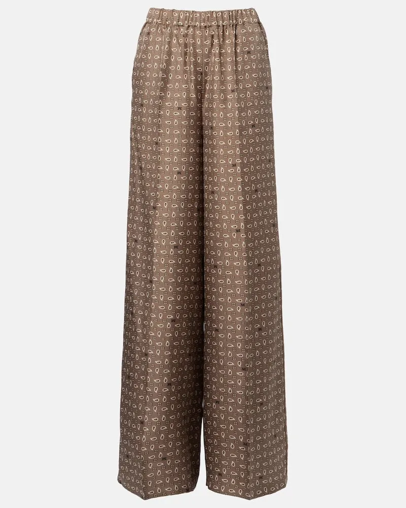 Max Mara Weite Hose Vischio aus Seidensatin Braun