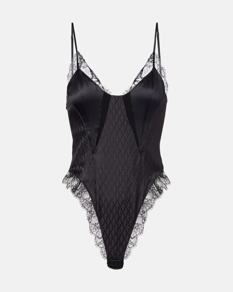 Versace Body aus Satin mit Spitze Schwarz