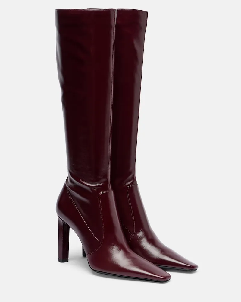 Saint Laurent Stiefel Francoise 95 aus Leder Burgunderrot