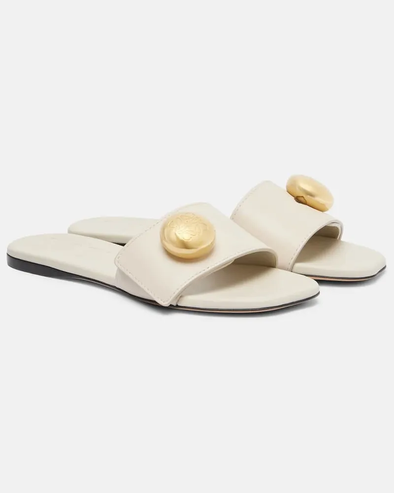 Loewe Pantoletten Pebble aus Leder Weiß