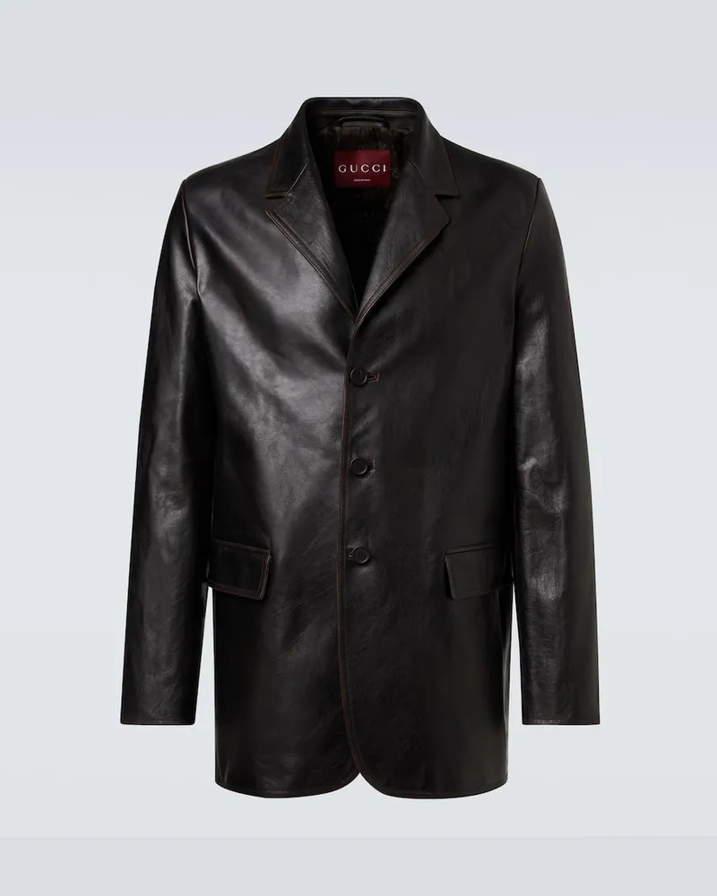Gucci Blazer aus Leder Schwarz