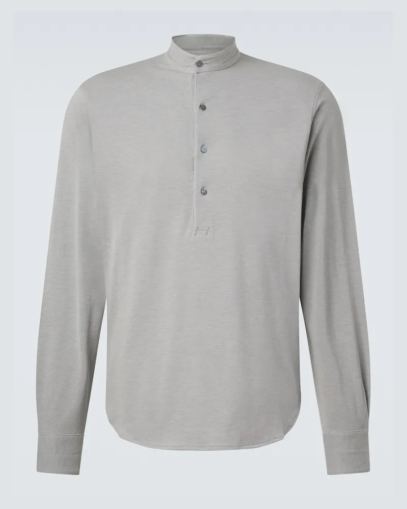 Stoffa Stòffa Hemd aus Baumwolle und Seide Grau