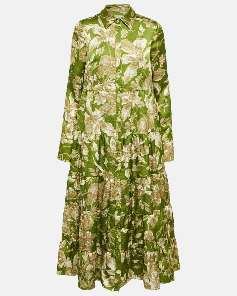 Erdem Bedrucktes Midikleid Palmira Grün