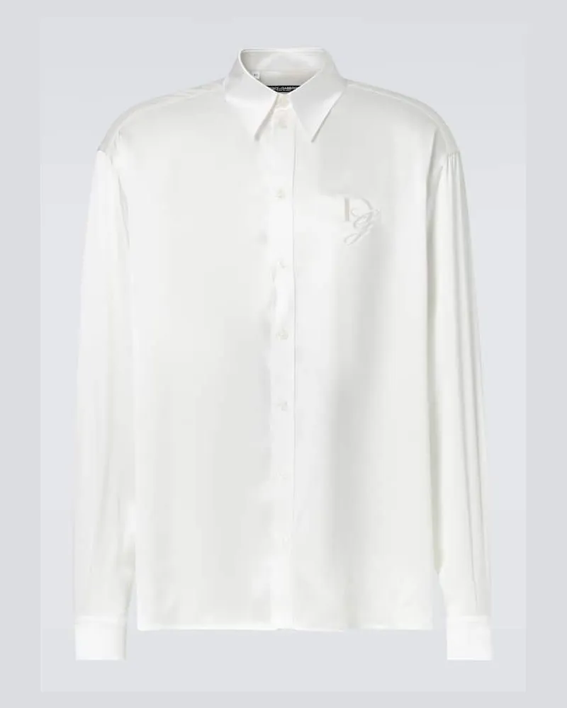 Dolce & Gabbana Smokinghemd aus Seidensatin Weiß