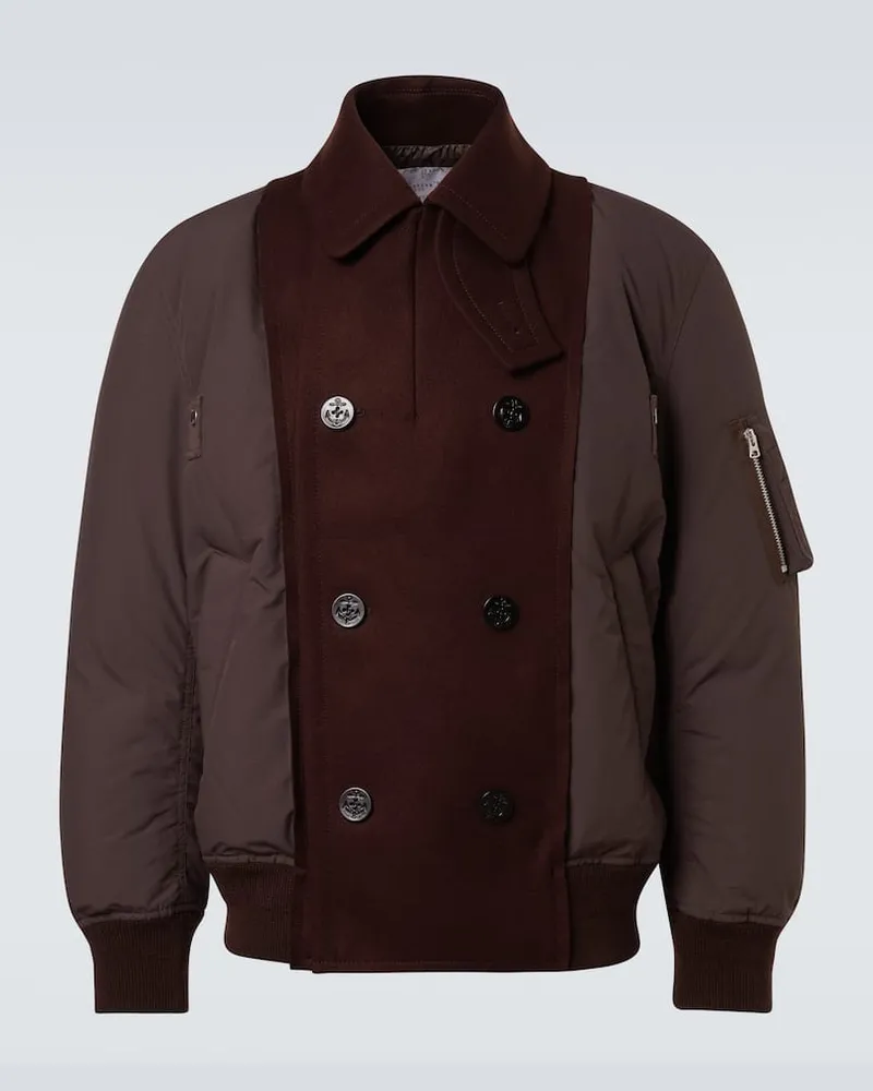 Sacai Steppjacke aus Wolle Braun