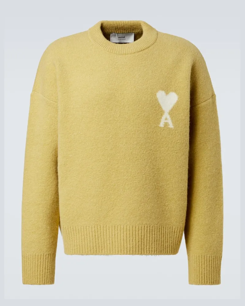 AMI Paris Pullover Ami de Cœur aus einem Alpakawollgemisch Grün