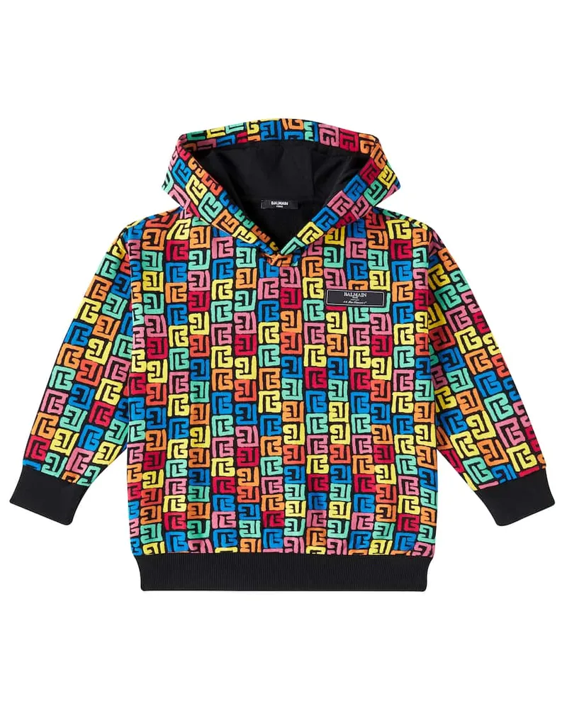 Balmain Hoodie aus Baumwoll-Jersey Multicolor