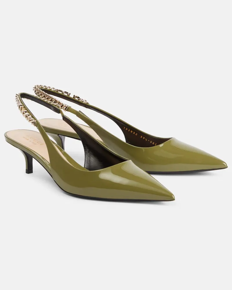 Gucci Slingback-Pumps Gucci Signoria aus Lackleder Grün