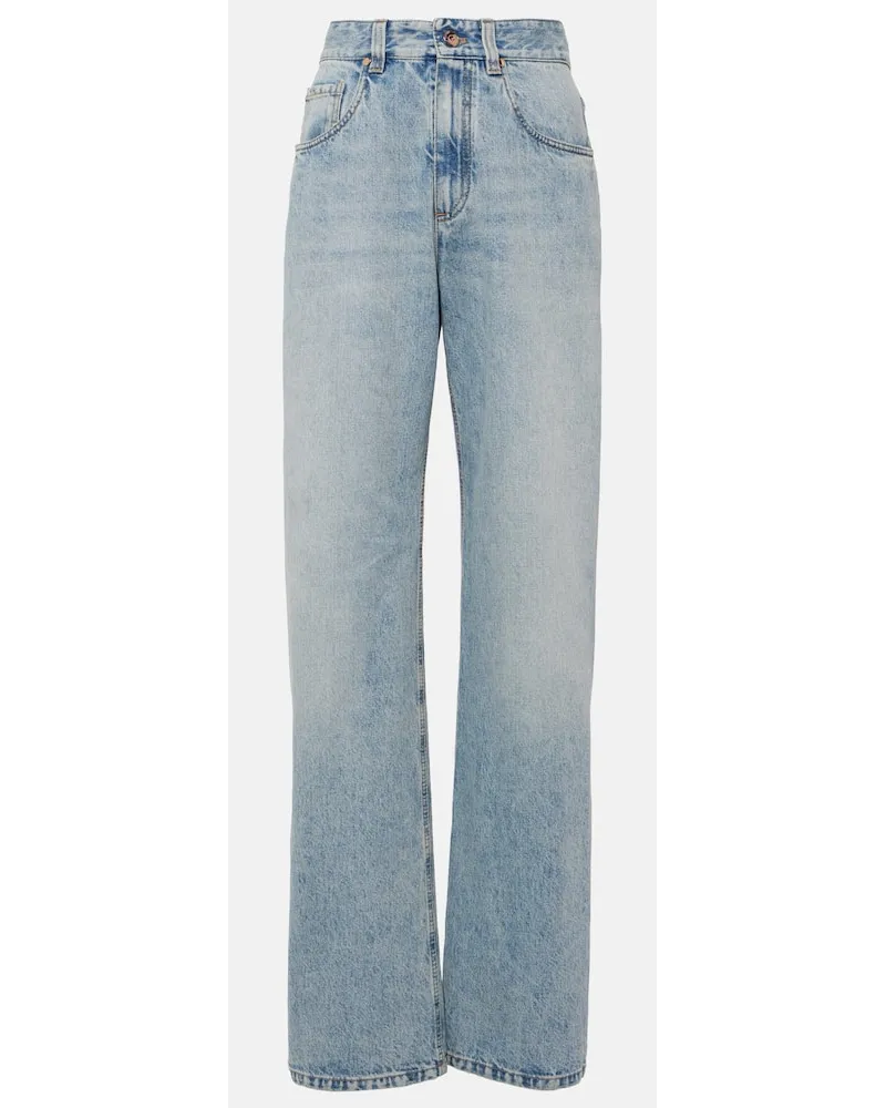 Brunello Cucinelli High-Rise Straight Jeans Blau