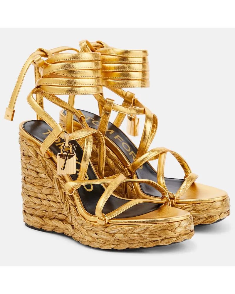 Tom Ford Wedge-Sandalen Padlock aus Leder Gold