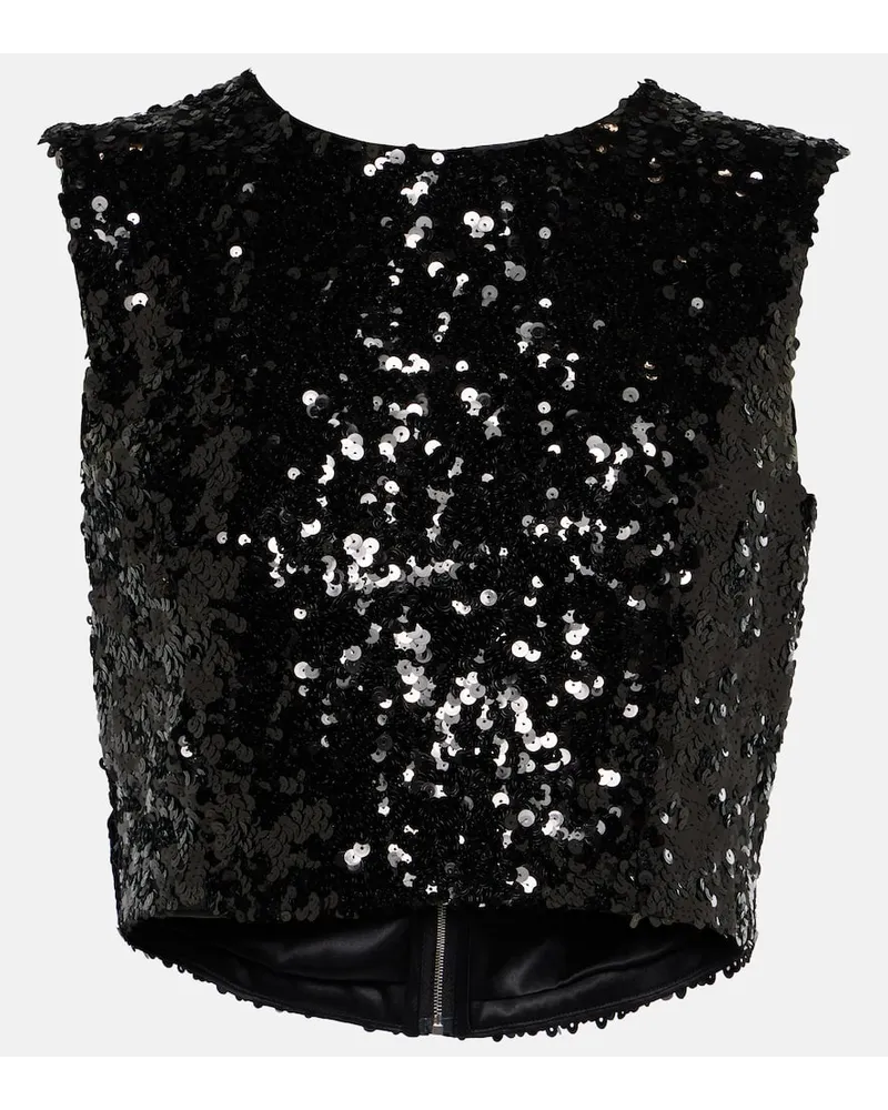 Dolce & Gabbana Cropped-Top mit Pailletten Schwarz