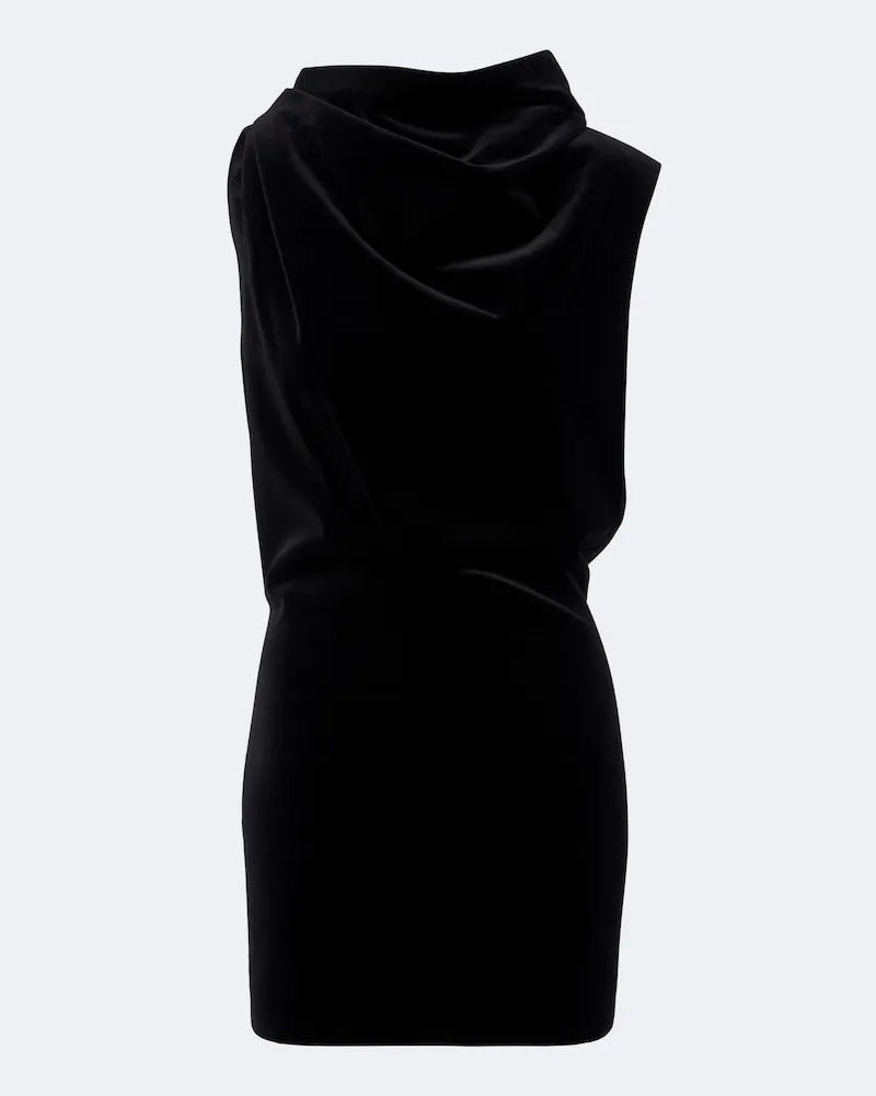 KHAITE Minikleid Astor aus Baumwollsamt Schwarz