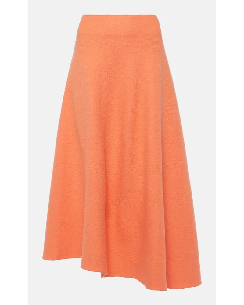 Jil Sander High-Rise-Midirock aus Wolle Orange