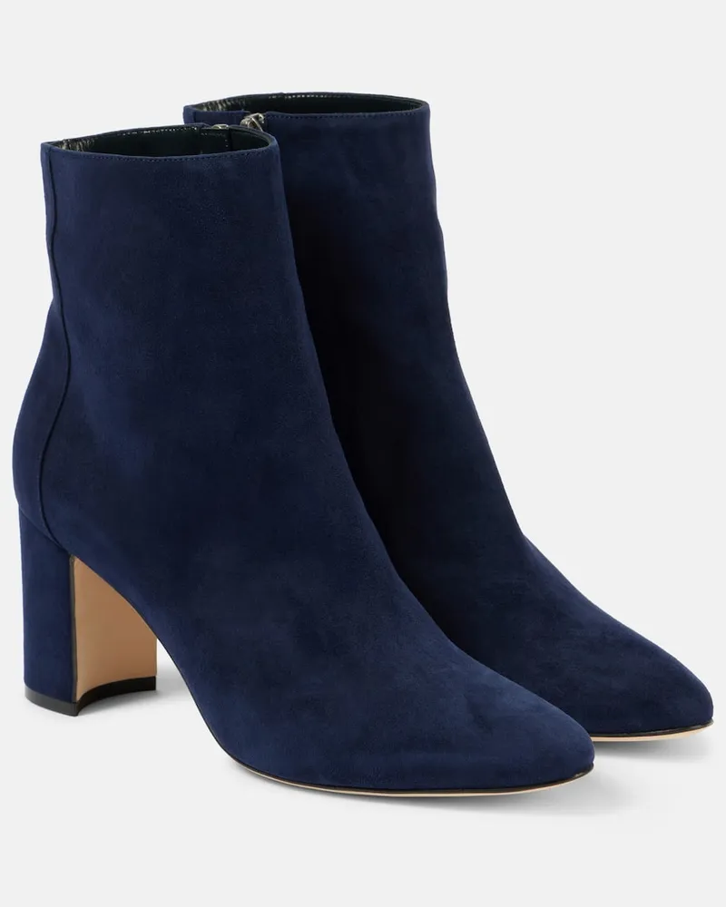 Manolo Blahnik Ankle Boots Rosie aus Veloursleder Blau