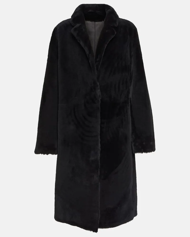 Yves Salomon Wendbarer Mantel aus Shearling Schwarz