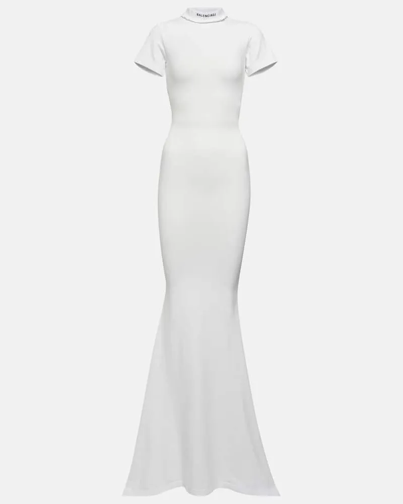 Balenciaga Maxikleid aus einem Baumwollgemisch Weiß