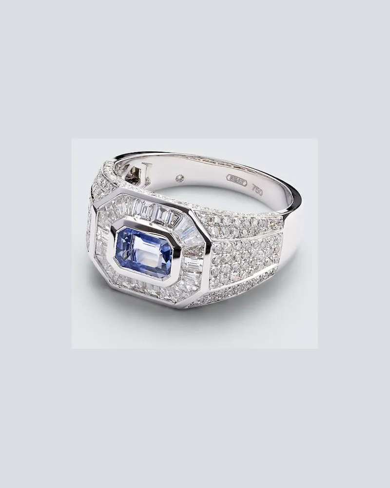 SHAY Ring aus 18kt Weißgold mit Diamanten und Saphir Silber