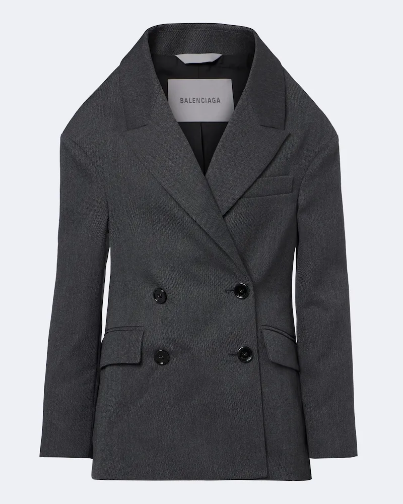 Balenciaga Zweireihiger Blazer aus Wolle Grau