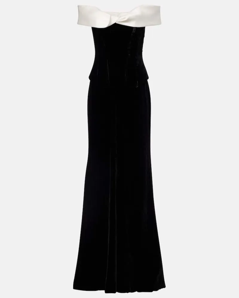 COSTARELLOS Off-Shoulder-Robe aus Samt Schwarz