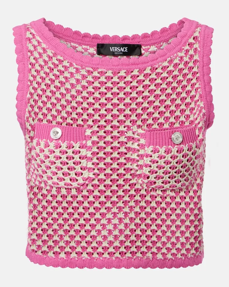 Versace Cropped-Top aus Häkelstrick Pink