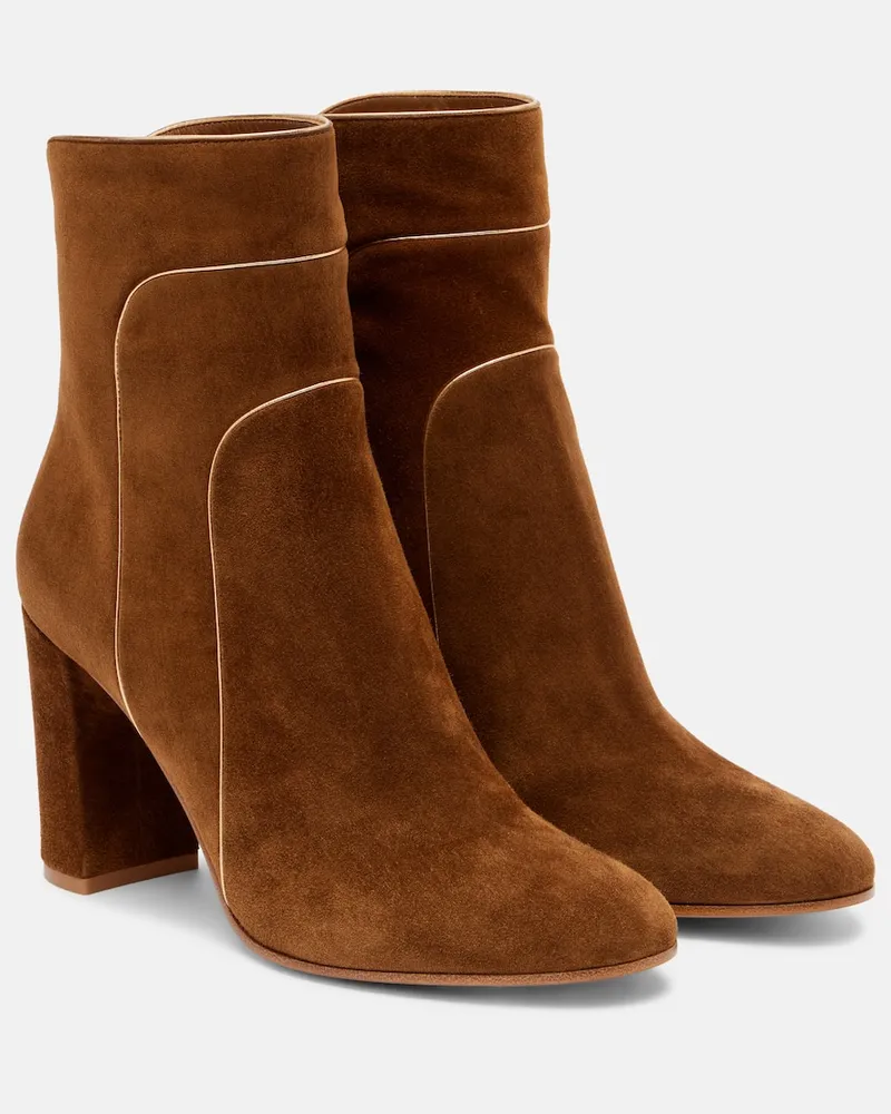 Gianvito Rossi Ankle Boots Juliette 85 aus Veloursleder Braun