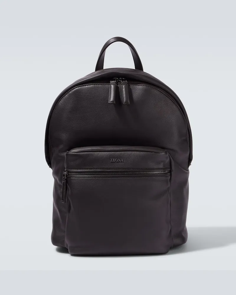 Ermenegildo Zegna Rucksack Secondskin Hoodie aus Leder Braun