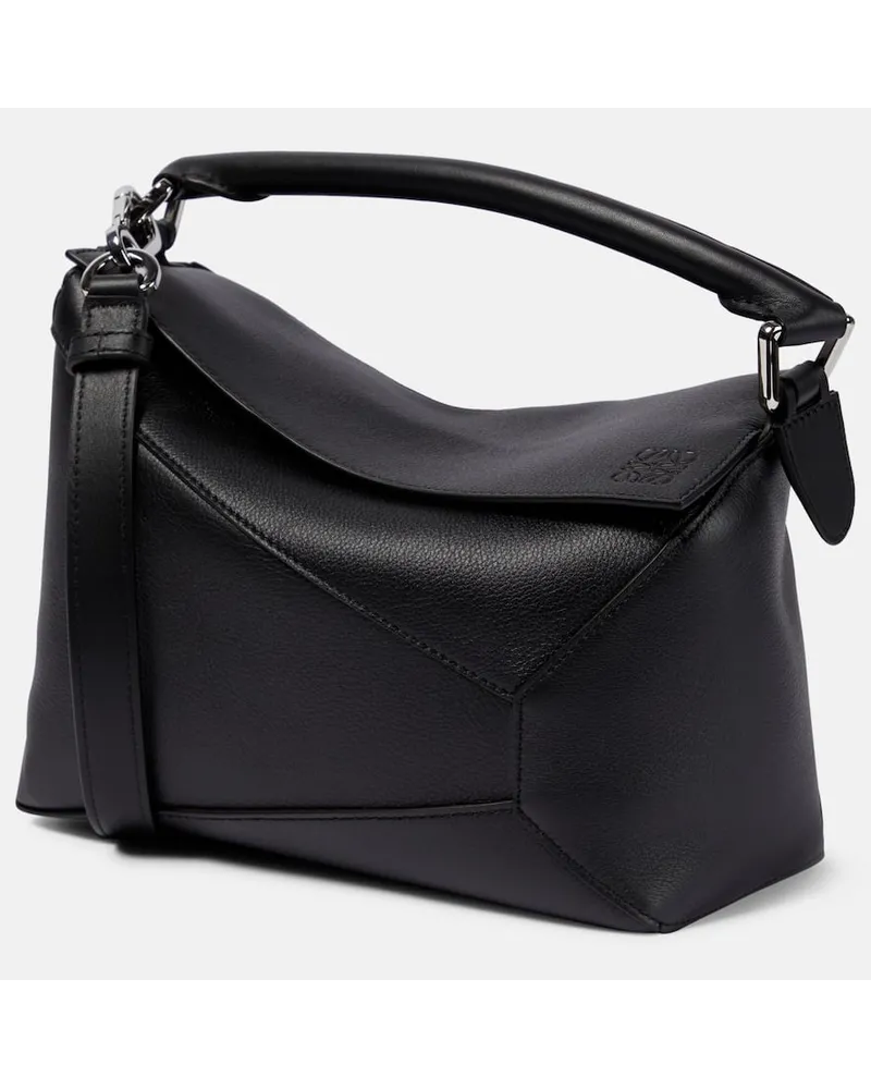 Loewe Tote Puzzle Edge Small aus Leder Schwarz
