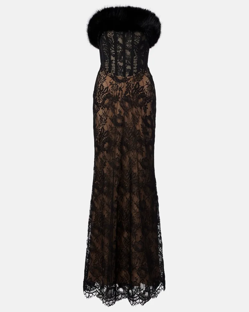 Elie Saab Robe aus Spitze Schwarz