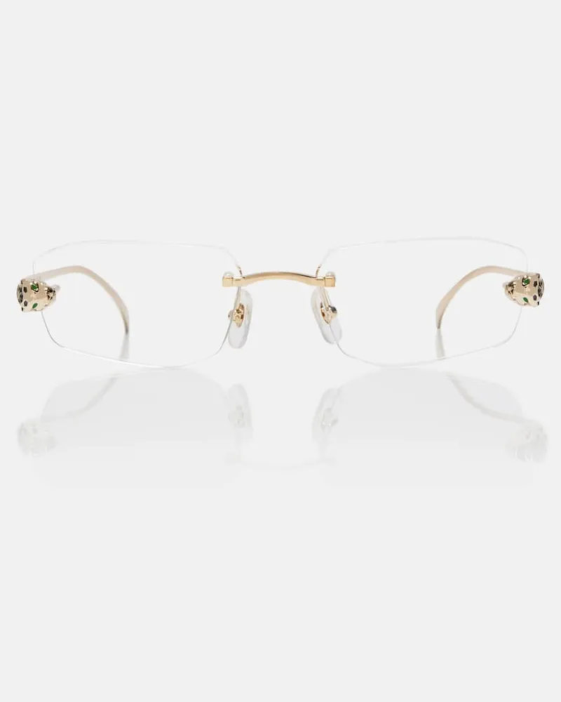 Cartier Eckige Brille Panthère De Cartier Gold