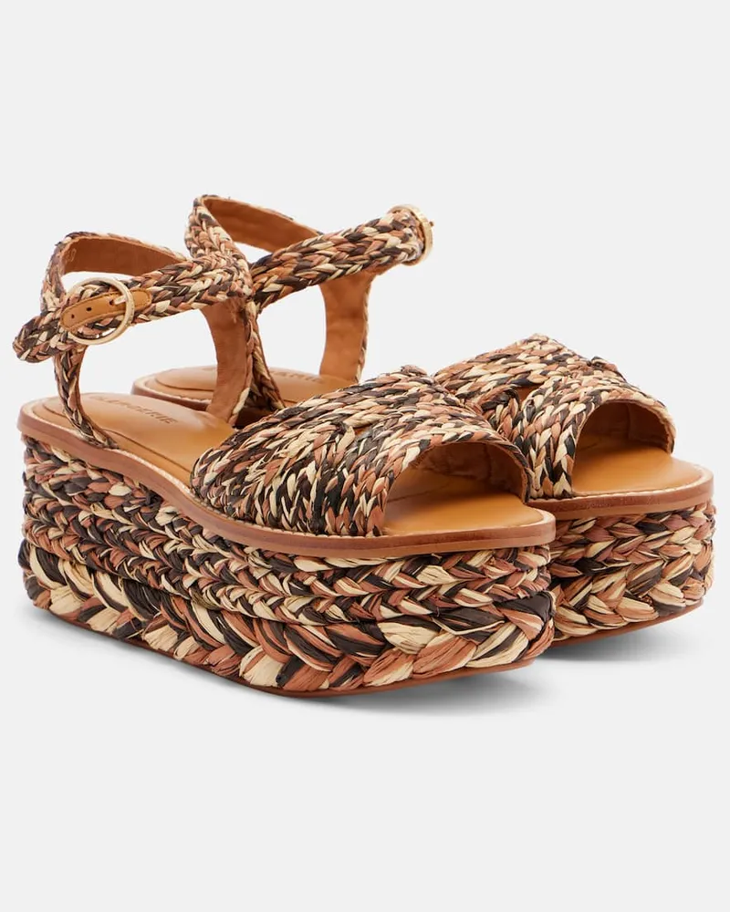 Robert Clergerie Plateausandalen Arty aus Raffiabast Braun