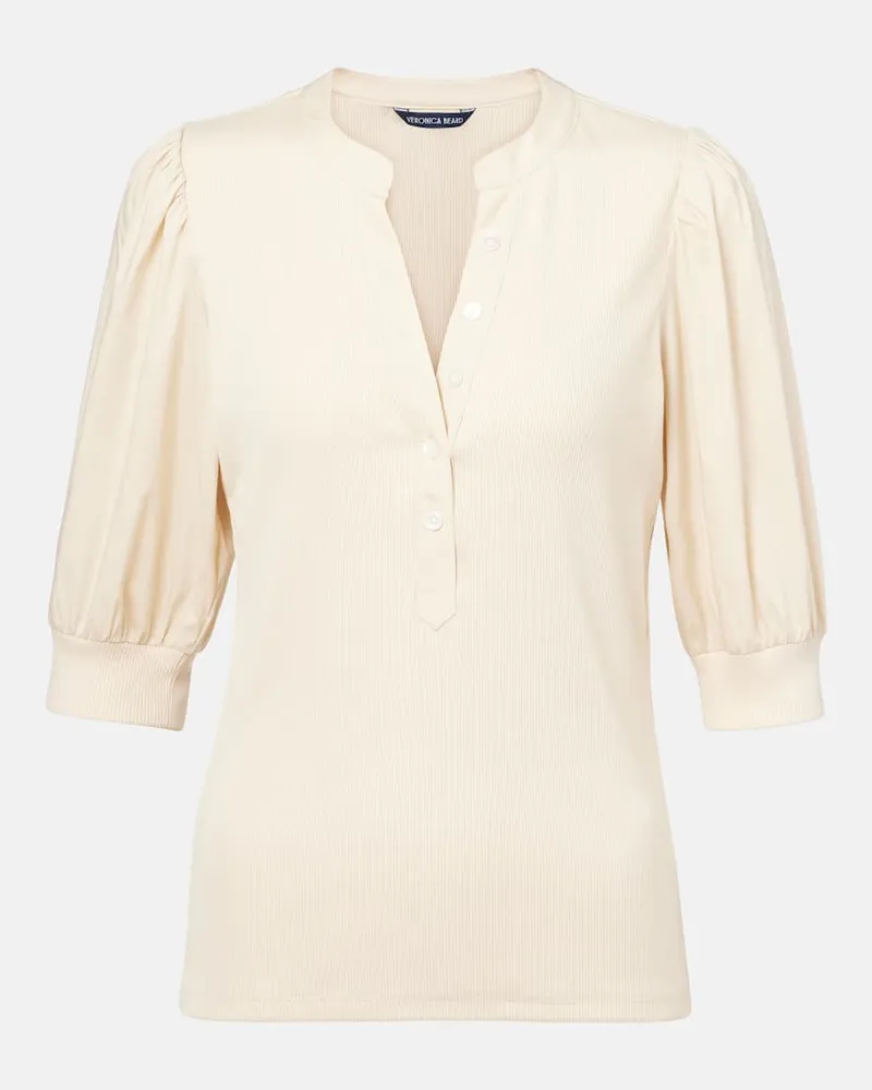 Veronica Beard Top Coralee aus einem Baumwollgemisch Beige