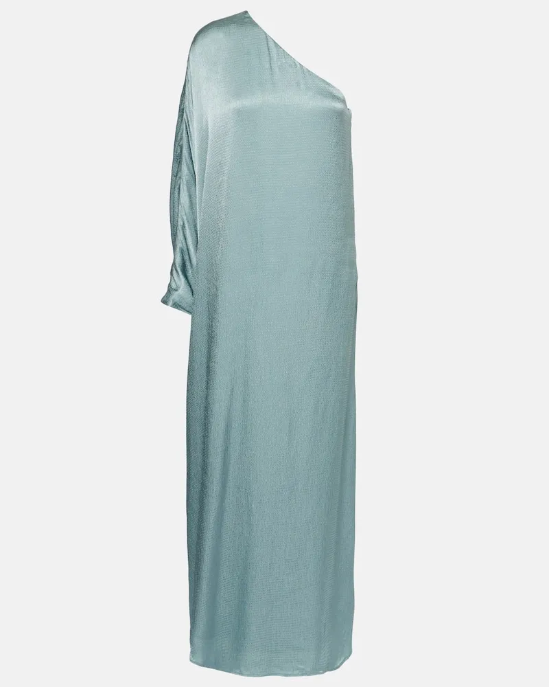 STAUD One-Shoulder-Maxikleid Sonia aus Satin Blau