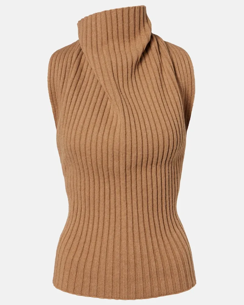 Victoria Beckham Top aus Rippstrick Braun