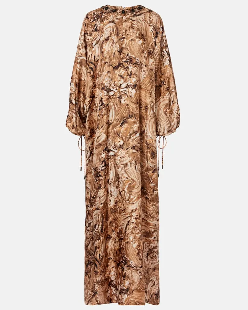 Max Mara Verziertes Maxikleid Maroso aus Seide Gold