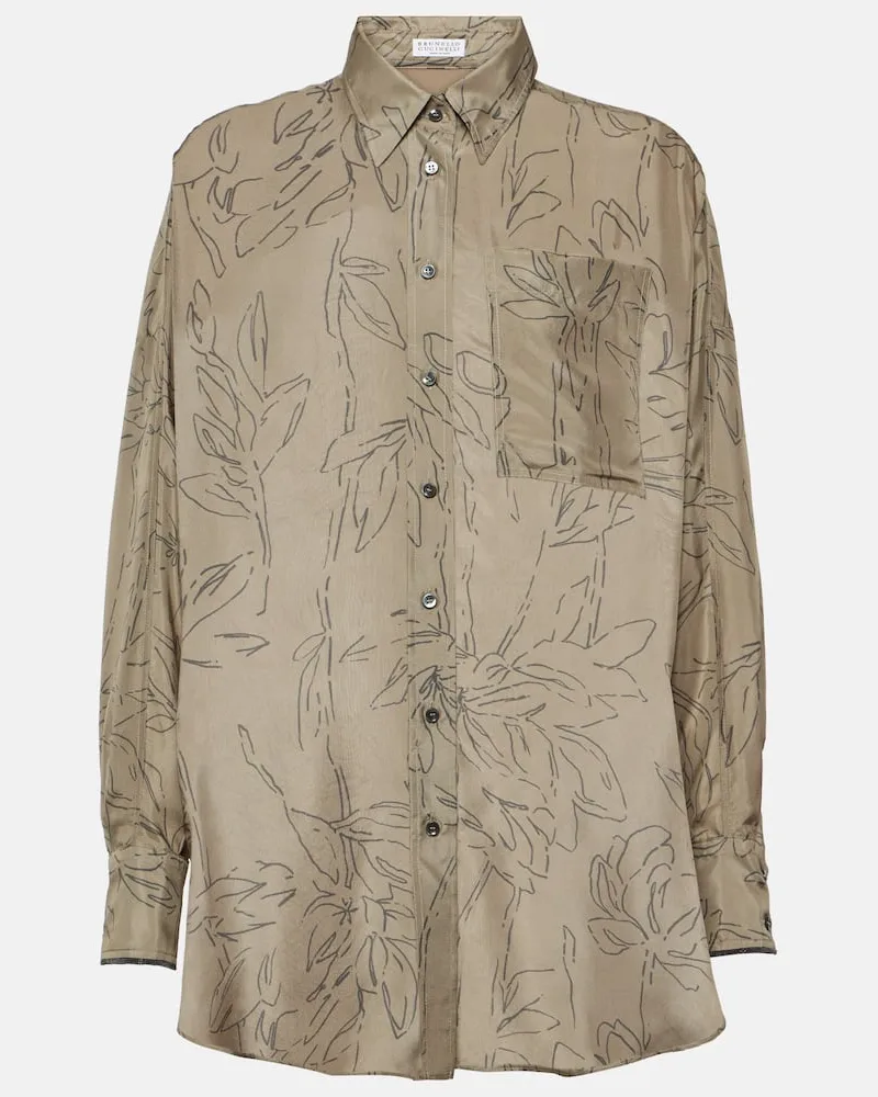 Brunello Cucinelli Hemd aus Seide Neutral