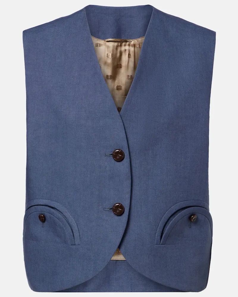Blazé Milano Blazé Milano Weste Gliss aus Leinen Blau