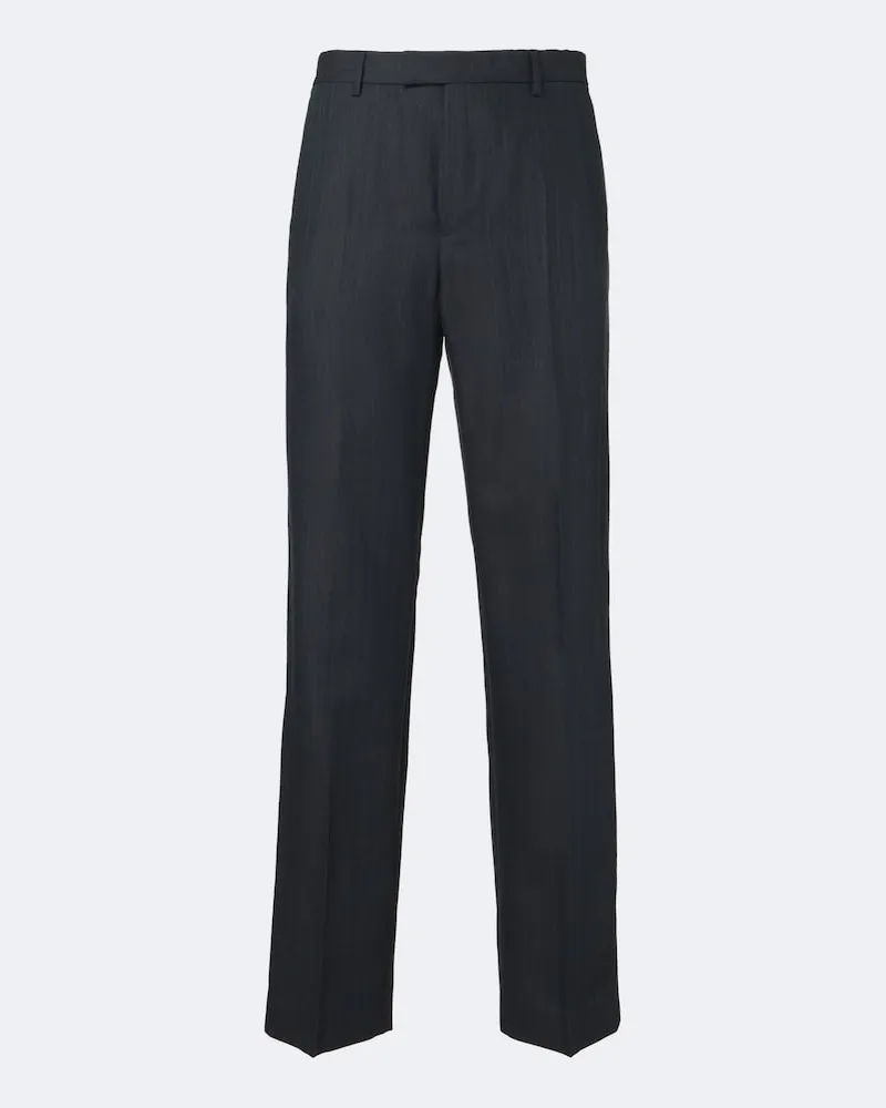 Dries van Noten Gerade Hose aus Wolle Grau
