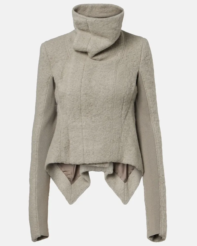 Rick Owens Asymmetrische Jacke aus einem Alpakawollgemisch Grau
