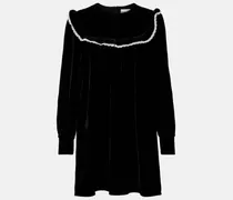 Minikleid aus Samt mit Spitze