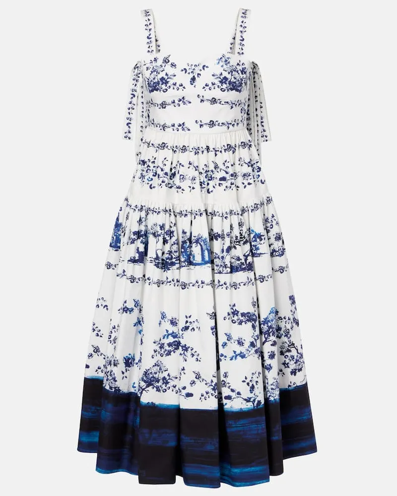 Erdem Midikleid aus Baumwolle Blau