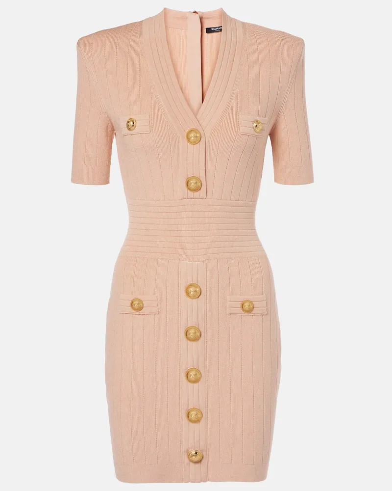 Balmain Minikleid aus Strick Neutral